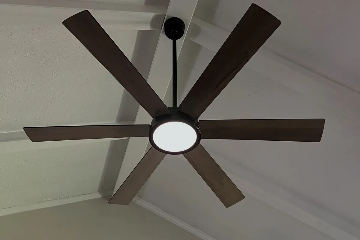 Modern ceiling fan installed on a vaulted ceiling in St. Petersburg, FL