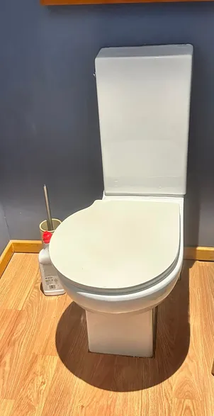 New toilet installed in a half bathroom