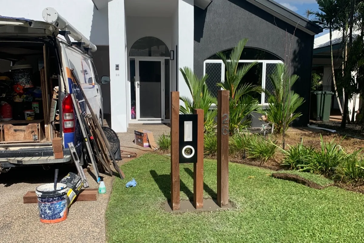 Timber Entry Posts and Window Wall Repair on Snell Isle